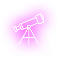 icono telescopio blanco